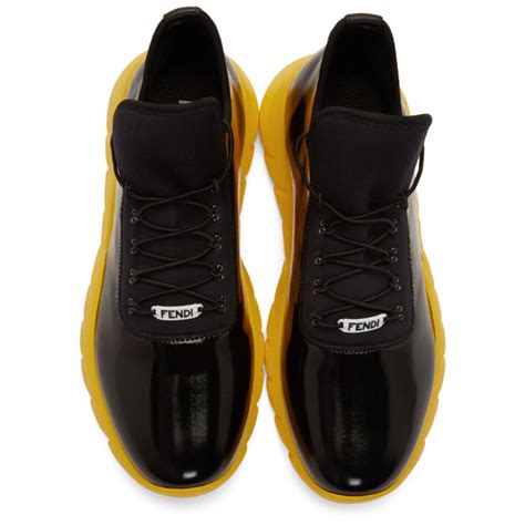 fendi black and yellow shoes|fendi white leather sneakers.